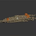 Broken Stone Pillars With Gray Body And Orange Sections Surrounded By Debris