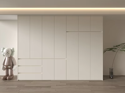 Sleek Modern Minimalist Wardrobe Interior Design With Light Colored Sliding Doors 3d model