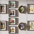 Artistic Wall Gallery Featuring Framed Paintings In Various Shapes And Styles