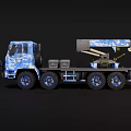 Blue and White Camouflage Six Wheel Multi Functional Truck With Crane Arm