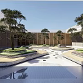 Modern Courtyard Sinking Square Atrium Landscape Office Atrium Center Courtyard Landscape Tree Pond 3d model