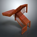 Wooden Double Flight Staircase With Modern Handrail And Interior Design Structure