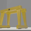 Yellow Industrial Gantry Crane With Steel Frame Ladder Structure And Bottom Warning Stripes