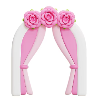 Modern Wedding Decorations Cartoon Wedding Decorations 3d model
