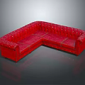 Elegant Red L shaped Sectional Sofa with Tufted Design and Nailhead Trim