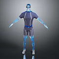 Game and Movie Character 3D Model With Blue Light Effects Tight Fitting Suit Design
