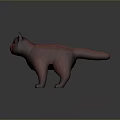 Red Cat 3D Model In Standing Pose With Gray Background And Detailed Design