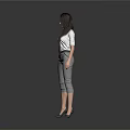 Professional Woman In White Shirt With Tie Gray Cropped Pants And Black High Heels