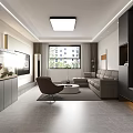 Modern Living Dining Room Interior Design With Sofa Coffee Table TV Window And Cabinets