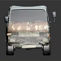 Old Rusty Truck With White Cab Green And Red Flatbed Body On Dark Background
