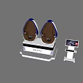 VR Experience Setup With Egg Shaped Seats And Control Console