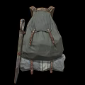 Gray Canvas Backpack With Leather Straps And Vintage Design For Outdoor Use