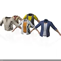 3D Clothing Models With Various Styles And Different Designs On White Background