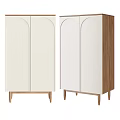 Modern Storage Cabinet With White Double Doors Wooden Side Panels And Legs