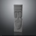 Smooth White Face Shaped Columnar Sculpture For Architectural Decoration 3d model