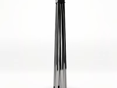 Modern Metal Floor Lamp With Sleek Vertical Lines On White Background 3d model