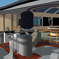 Futuristic Control Room Interior With Control Consoles Seats And Large Screens
