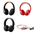 Stylish Over Ear and In Ear Headphones Black Red Wired High Quality Sound