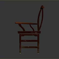 Traditional Chinese Style Red Dining Chair With Carved Design And Armrests