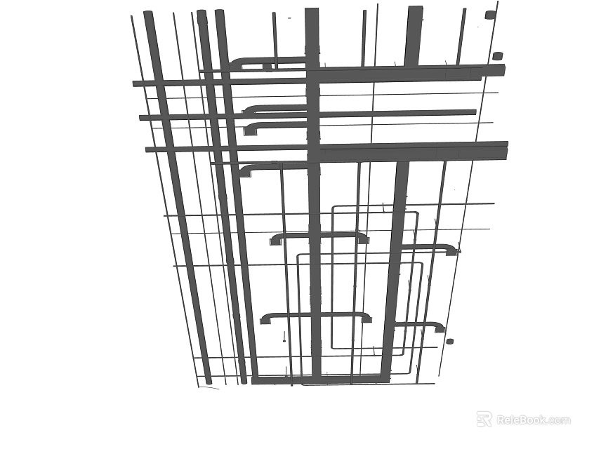 Suspended Ceiling Structural Framework With Support Beams And Installation Grid System 3d model 