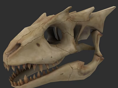 Reptile Skull Fossil With Sharp Teeth And Detailed Skeleton Structure 3d model