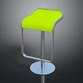 Stylish Modern Bar Stool With Curved Green Cushion And Silver Metal Frame
