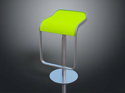 Stylish Modern Bar Stool With Curved Green Cushion And Silver Metal Frame 3d model
