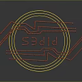 Creative Red Pipes And Yellow Circles Arrangement On Dark Background