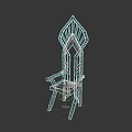 Traditional Wooden Armchair With Unique Carved Back Design And Dark Seat Cushion