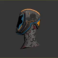 Tactical Weapon Helmet With Modern Design Blue Orange Lights And Camouflage Base