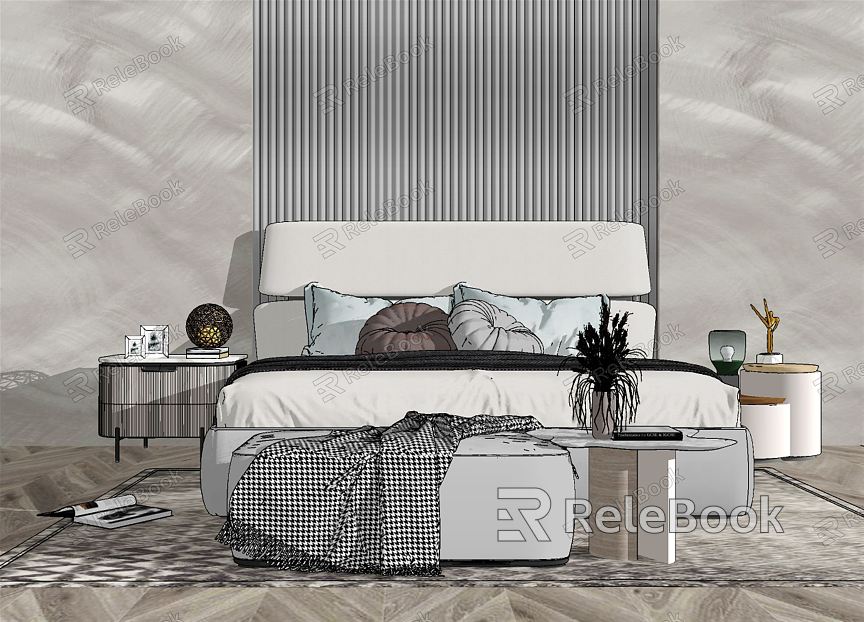 Modern background double bed model