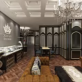 Luxury Jewelry Store Interior Design with Glass Display Cases Chandelier Lighting and Exquisite Jewelry Pieces