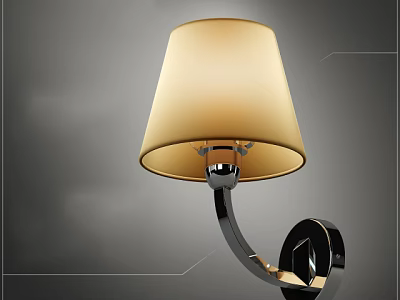 Modern Wall Lamp With Beige Fabric Lampshade And Metal Bracket Design 3d model