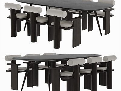 Dining table and chair combination model