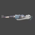 3D Anime Character With White Long Hair Blue Gray Outfit Mechanical Armor In Lying Pose