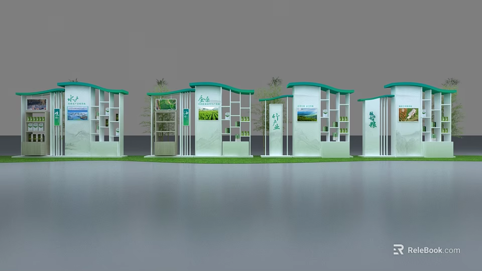 Modern Eco Friendly Display Shelves With Glass Doors And Multi Layer Racks 3d model