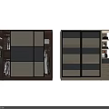 Modern Wardrobe With Sliding Doors And Panel Designs In Brown And White
