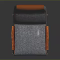 Stylish Modern Accent Chair With Gray Fabric Seat Orange Leather Back And Metal Legs