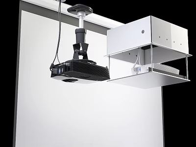 Home Appliance Projector with Ceiling Mount and White Projection Screen 3d model