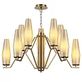 Modern Gold Metal Chandelier With Multiple Glass Shades For Elegant Home Decor