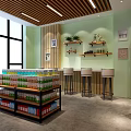 Modern Supermarket Interior With Organized Shelves Displayed Products And Checkout Counter