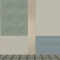 Green And Beige Grid Pattern Floor Tiles In Modern Interior Space
