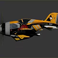 Vibrant Toy Airplane With Yellow Black Body Red Patterned Wings And Spinning Propeller