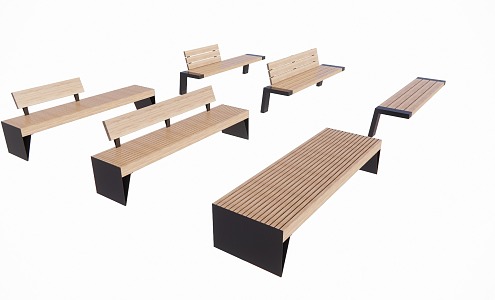 Modern Landscape Seat Outdoor Seat Anticorrosive Wooden Seat 3d model