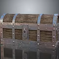 Vintage Wooden Storage Chest Furniture With Metal Bands And Rivets Design