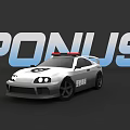White Pontiac Police Car With Red Emergency Lights And Sporty Exterior