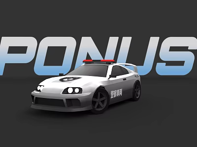 White Pontiac Police Car With Red Emergency Lights And Sporty Exterior 3d model