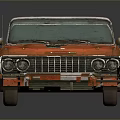 Orange Vintage Rusty Old Car with Classic Design and Weathered Exterior