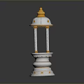 White Decorative Column with Gold Accents and Ornate Base for Home Decor