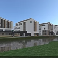 Modern Detached Villa Exterior With Glass Facade Balcony And Lawn Area